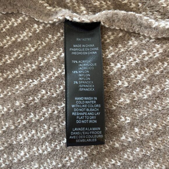 Maxsport Womens Oversized Cozy Sweater Cardigan Light Brown Cream Pink Trim Boho - Picture 6 of 6